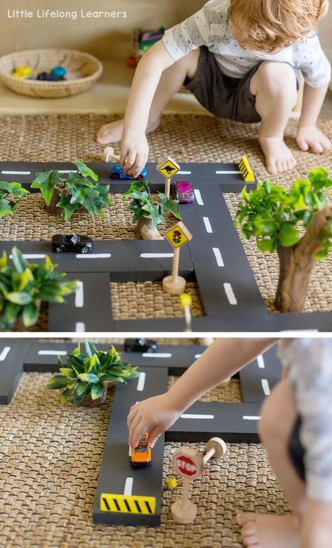 DIY Road Blocks - Little Lifelong Learners Kids Woodworking Projects, Road Blocks, Wood Projects For Kids, Diy Blocks, Woodworking Projects For Kids, Work Diy, Toddler Play, Toy Cars, Wood Toys