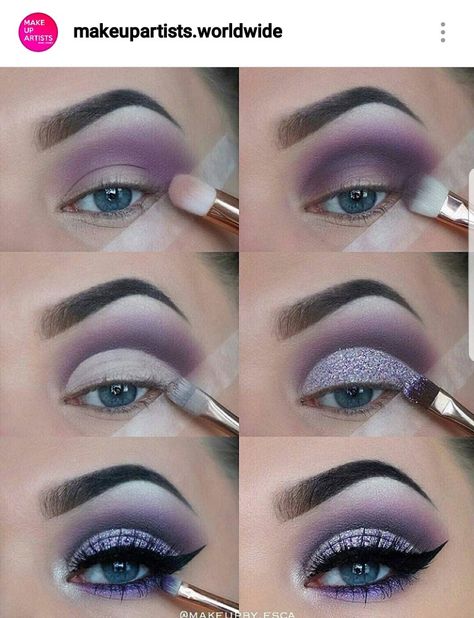 Makeup by esca 2018 Easy Eye Makeup Tutorial, Make Up Diy, Eyeshadow Tutorial For Beginners, Permanente Make-up, Purple Eye Makeup, Eyebrow Eyeshadow, Smink Inspiration, Eye Makeup Steps, Makeup Step By Step