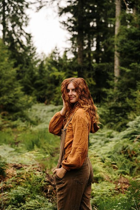 "Natural Woman In The Forest Portrait" by Stocksy Contributor "Alba Vitta" - Stocksy Portraits In Forest, Nature Portraits Photography Forests, Women In Forest, Hippie Photoshoot, Woman In The Forest, Forest Portrait, Forest Shoot, Nature Shoot, Maternity Silhouette