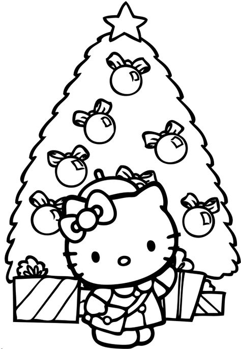 Hello Kitty Christmas Coloring Pages - Best Coloring Pages For Kids Coloring Books Pages, Hello Kitty Christmas Drawing, Christmas Present Coloring Pages, Hello Kitty Colouring Pages, Hello Kitty Printables, Christmas Coloring Sheets, Hello Kitty Crafts, Hello Kitty Images, Kitty Christmas