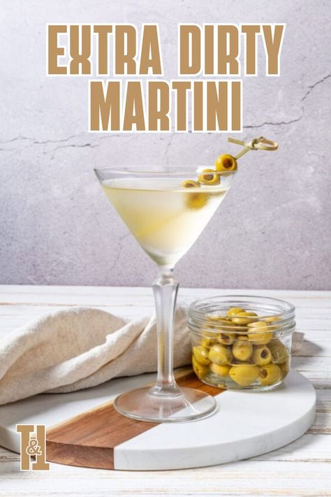 You don’t have to be naughty to enjoy a few Extra Dirty Martinis, but it helps. Extra Dirty Martini Recipe, Best Dirty Martini Recipe, Dirty Martini Vodka, Tequila Martini, Dirty Martini Recipe, Lemon Martini, Martini Recipes Vodka, Cocktail Drinks Alcoholic, Gin Recipes