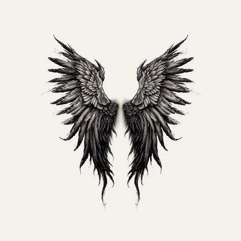 Angel Demon Wings Tattoo, Black Angel Wings Tattoo, Wings Tattoo Drawing, Demon Wings Tattoo, Angel Demon Wings, Wings Tattoo On Back, Black And White Tattoo Designs, Angel Wings Tattoo On Back, Polynesian Tattoo Sleeve