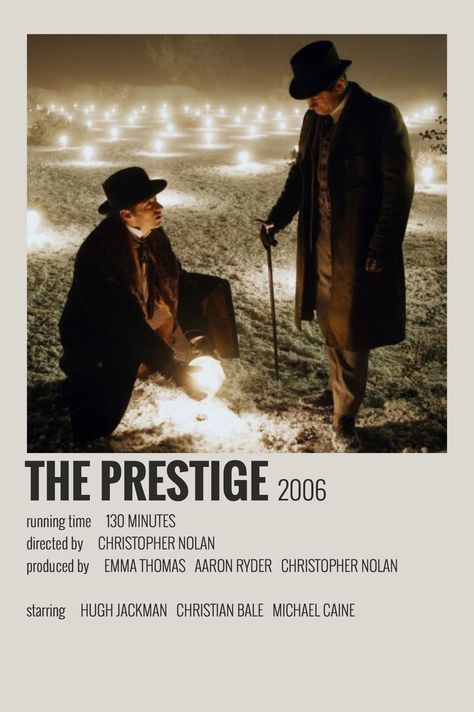 The Prestige Movie, Movie Poster Project, Minimalist Polaroid Poster, Classic Films Posters, Movie Nerd, Iconic Movie Posters, Film Posters Minimalist, Movie Info, Polaroid Poster