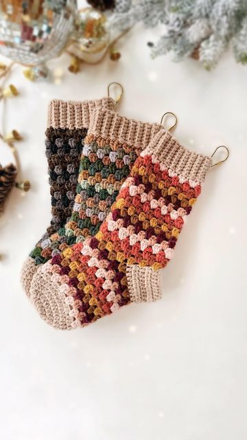 Crochet Granny Stitch Christmas Stocking, Crochet For Holidays, Granny Stitch Stocking Pattern Free, Granny Stitch Christmas Stocking, Crochet Hexagon Stocking, Crochet Christmas Stocking Granny Square, Crochet Stocking Granny Square, Diy Crochet Christmas Stocking, Crochet For Sister