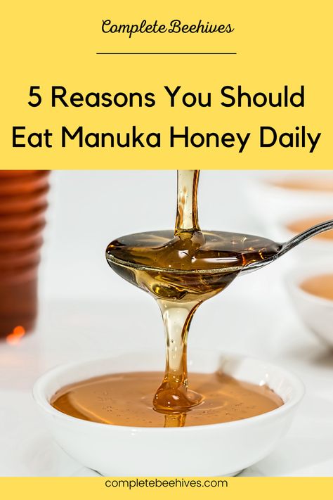 Manuka honey health benefits include improved digestion, better oral health, soothing cough and sore throat, preventing gastric ulcers, and providing an energy boost. The daily dosage of manuka honey is about 1 tablespoon. Manuka Honey Recipe, Honey For Cough, Benefits Of Manuka Honey, Honey Health Benefits, Manuka Honey Benefits, Nutritionist Dietitian, Honey Benefits, Best Honey, Healthy Choice