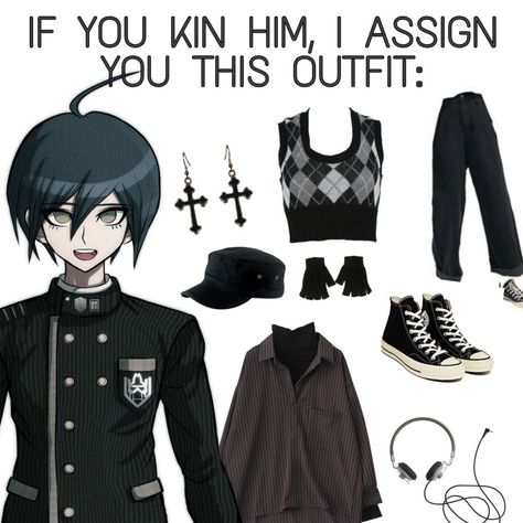 Danganronpa Clothing Headcanons, Danganronpa Inspired Outfits, Danganronpa Outfit Ideas, Danganronpa Outfits, Danganronpa Hcs, Anime Headcanons, Saihara Shuichi, Shuichi Saihara, Movie Inspired Outfits