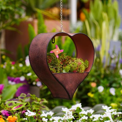 PRICES MAY VARY. 【Best Gifts for Plant Lovers】The Cute Heart Pots for Planting comes in his own beautifully designed box. A perfect choice as house warming gifts,birthday gifts for Mom/ Wife/Daughter /Women/Grandma /Sister/Aunt/Fathers Day/Mothers Day gifts, Nice present to your nature-loving, gardeners 【Sturdy and Durable Construction】- The indoor plant hangers are made of high quality metal, including frame, pots, chains and hooks to ensure that both indoor and outdoor plants are sturdy and du Metal Art For Outside Wall, Window Plant Shelf, Metal Plant Hangers, Indoor Plant Hangers, Balcony Planters, Metal Hanging Planters, Window Plants, Rustic Window, Ceramic Inspiration