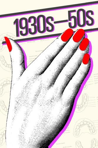 In 1934,a dentist invents fake nails for patients who bite theirs.  In 1955, another dentist accidentally invented acrylic sculpted nails. Polish Illustration, Inca Culture, Revlon Nail Polish, Art Timeline, Vintage Nails, Eagle Art, Nail Polish Trends, History Painting, History Images