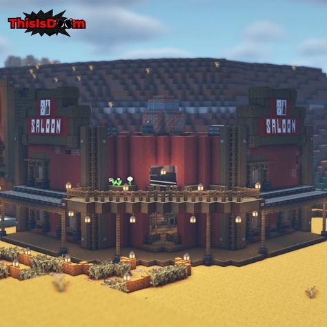 A western saloon built in Minecraft Minecraft Mansion Tutorial, Minecraft Build House, Wild West Saloon, Minecraft Kitchens, Interior Minecraft, Minecraft Kingdom, Minecraft Building Guide, Western Saloon, Minecraft Mansion