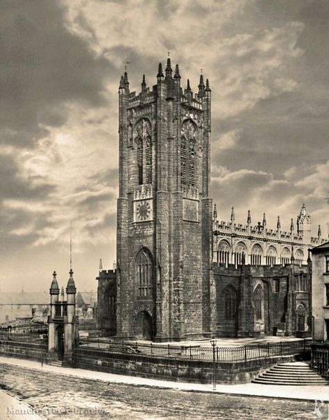 Manchester Cathedral 1859 Manchester Cathedral, Midland Hotel, Vintage Children Photos, Manchester England, Cathedral Church, Salford, Greater Manchester, Wales England, Vintage Photo