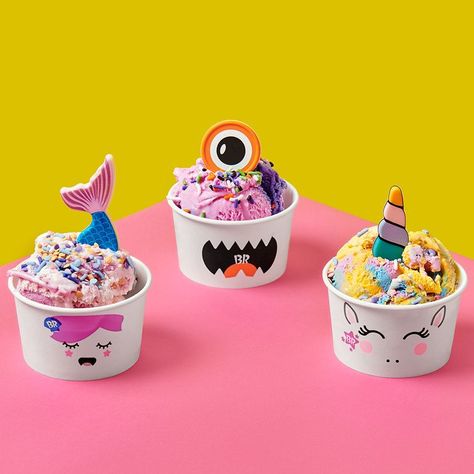 BASKIN-ROBBINS HAS NEW ICE CREAM CREATURE CREATIONS, INCLUDING A MERMAID AND UNICORN | Say hello to The Mermaid, The Unicorn, and The Monster! Mermaid And Unicorn, Baskin Robbins Ice Cream, Halloween Ice Cream, Zombie Cake, Hawaiian Shaved Ice, Unicorn Ice Cream, Ice Cream Place, Ice Cream Logo, Ice Cream Business