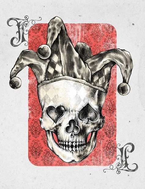 Jester Art Du Joker, Joker Card Tattoo, Jester Tattoo, Joker Playing Card, Card Tattoo Designs, Kunst Tattoos, Playing Cards Art, Joker Tattoo, Joker Card