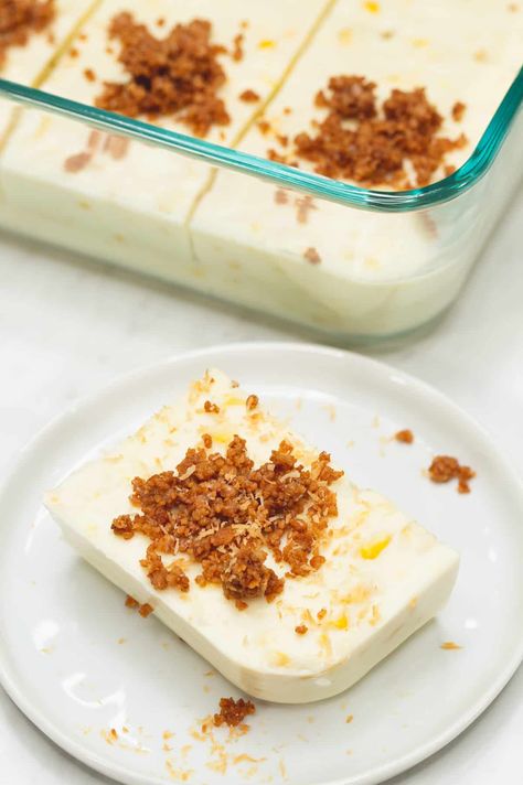 Maja Blanca Recipe - Recipes by Nora Maruya Recipe Filipino Desserts, Maja Mais Recipe, Maja Blanca Recipe Filipino Desserts, Maja Blanca Recipe, Creamy Maja Blanca Recipe, Easy Maja Blanca Recipe, Pinoy Kakanin Filipino Desserts, Maja Blanca With Langka, Cassava Cake