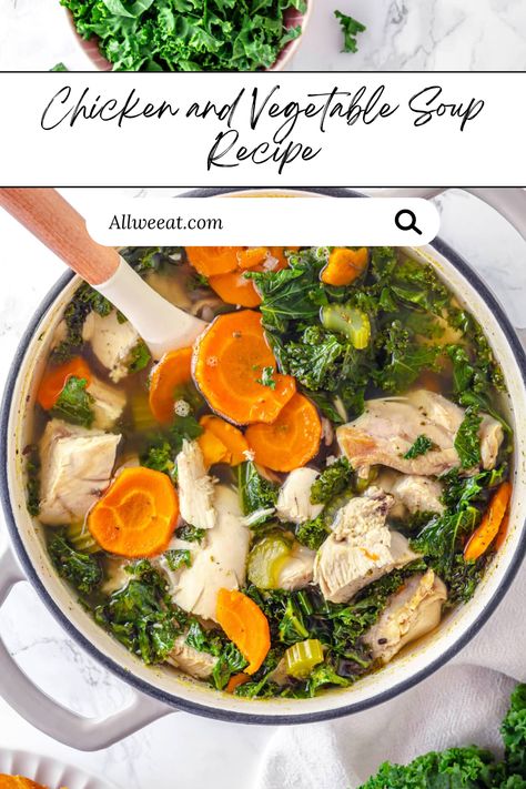 This Chicken and Vegetable Soup is a hearty, nourishing dish perfect for any season! 🍗🥕 Packed with tender chicken, fresh vegetables, and a flavorful broth, it’s a simple and healthy meal that’s easy to make in one pot!

#ChickenVegetableSoup #EasySoupRecipe #HealthySoup #OnePotMeals #ComfortFood #QuickDinner #HomemadeSoup #ChickenSoup #NutritiousMeals Thai Coconut Soup Vegetarian, Healing Soup Recipes, Chicken And Vegetable Soup, Chicken Vegetable Soup, Healing Soup, Chicken Fresh, Vegetable Soup Recipe, Vegetable Soup With Chicken, Chicken Vegetable