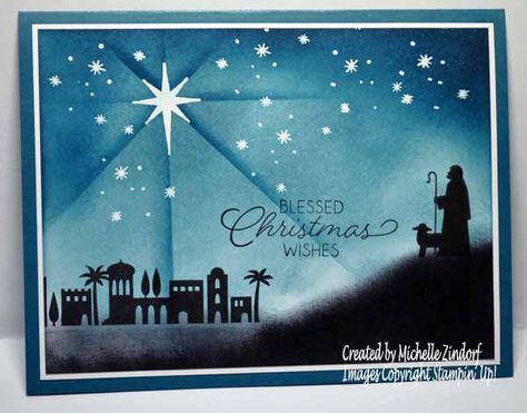 Night In Bethlehem, Christmas Cards 2017, Bethlehem Christmas, Religious Christmas Cards, Homemade Christmas Cards, Stampin Up Christmas Cards, Religious Christmas, Stampin Up Christmas, Christian Christmas