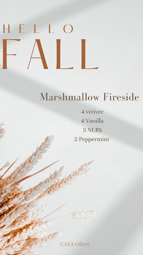 Toasted Marshmallow Essential Oil Blend, Marshmallow Fireside Essential Oil Blend, House Scents, Young Living Essential Oil Diffuser, Marshmallow Fireside, Fall Essential Oil Blends, Young Living Diffuser, Fall Essential Oils, Fall Diffuser Blends