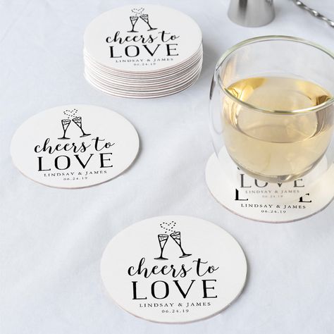 Custom Coasters Wedding, Paper Coasters, Cocktail Hour Wedding, Photo Coasters, Champagne Flute Glasses, White Typography, Wedding Coasters, Wedding Pets, Wedding Cocktail