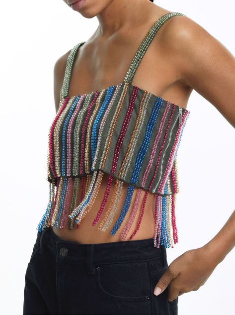 Beaded Top, Top Cropped, Number 1, Beads, Crochet