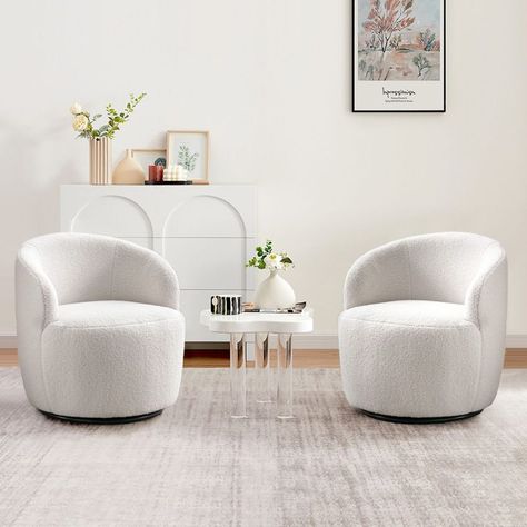 Top 10 Ivory Accent Chairs Under $300 - Red Soles and Red Wine Small Barrel Chairs, Accent Chairs For Small Spaces, Round Accent Chair, Small Bedroom Chair Ideas, Small Chairs For Bedroom, White Swivel Chairs, Boucle Chair, Small Living Room Chairs, Small Swivel Chair