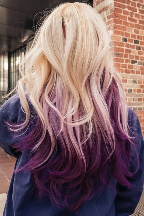 Fall Highlights For Blondes, Highlights For Blondes, Copper Lowlights, Trendy Bob Haircuts, Fall Haircut, Fall Highlights, Purple Tips, Blonde Waves, Purple Highlights