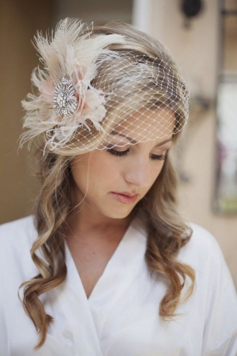 Hair With Fascinator Hairstyles, Hair With Fascinator, Hairstyles With Fascinator, Wedding Guest Fascinators, Birdcage Veil Wedding, Easy Wedding Guest Hairstyles, Beautiful Wedding Hair, Easy Updo Hairstyles, Guest Hair