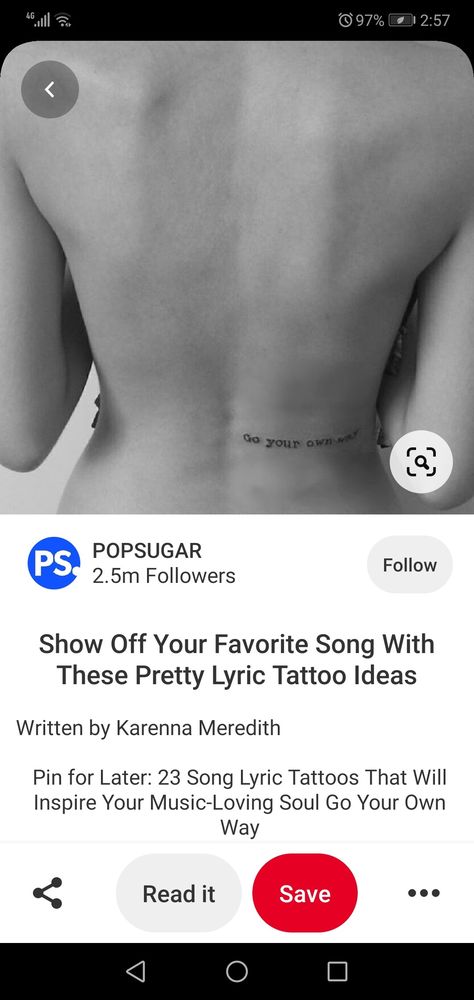 Go Your Own Way Tattoo, Way Tattoo, Song Lyric Tattoos, Tattoos Inspo, Lyric Tattoos, Go Your Own Way, Ink Ideas, Tattoo Inspo, Pretty Lyrics