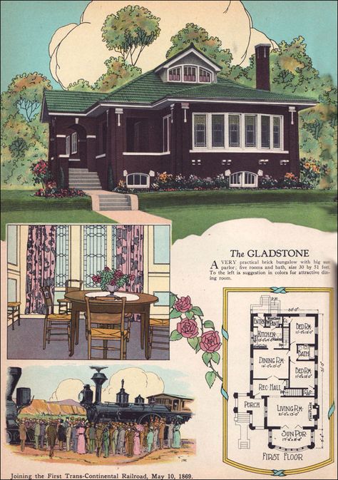 1920s House Plans, Brick Bungalow, Chicago Bungalow, Vintage Floor Plans, 1920s House, Bungalow Homes, Cottages And Bungalows, Vintage House Plans, Craftsman Style Homes