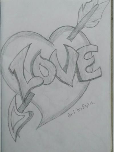 View original Love Sign from Artist Rajesh Kumar artworks includes Cool Painting, Cool Drawing, Cool Handicraft, Cool Sculpture / Statue Arts. Jail Drawings, Easy Drawing Steps, Tattoo Zeichnungen, Chicano Drawings, Easy Love Drawings, Doodle Art Drawing, Art Sketches Pencil, Pencil Drawings Easy, Heart Drawing