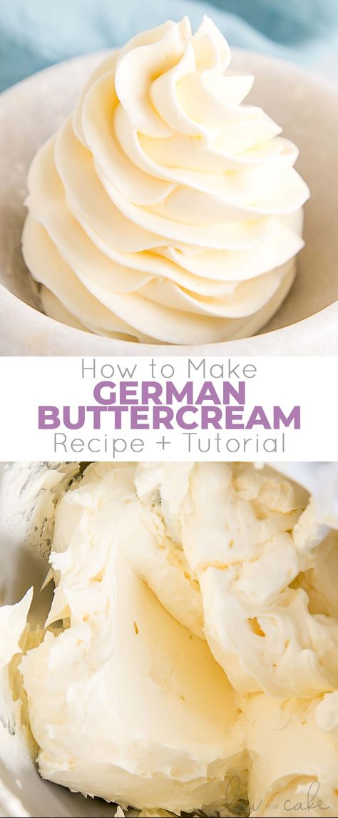 This custard-based German buttercream is made with just a few simple ingredients. Perfect for those who like a rich and silky frosting that isn't too sweet! | livforcake.com Buttercream Frosting With Pudding, Best Food Coloring For Buttercream Frosting, Good Buttercream Frosting Recipe, Better Cream Frosting Recipe, Bakery Buttercream Frosting, German Buttercream Recipe, Frosting For Cupcakes, German Buttercream, Best Buttercream