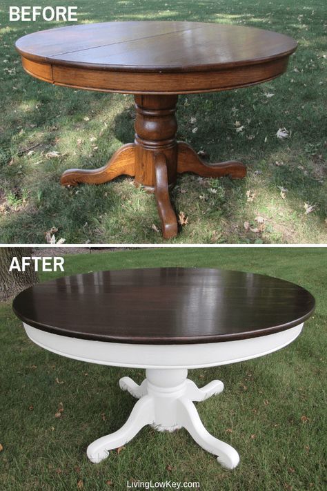 This is gorgeous! You are going to love this rustic farmhouse kitchen table makeover! I have an old round table at my house and I can't wait to give this project a try! If your inner Joanna Gaines is looking for a DIY project you have give this a try! #DIY #farmhousetable #farmhousekitchentable #kitchentable #rusticfarmhousetable #roundrustictable Round Farmhouse Table, Redoing Furniture, Colonial Beach, Kitchen Table Makeover, Rustic Ideas, Old Table, Rustic Farmhouse Table, Vintage Buffet, Farmhouse Kitchen Tables