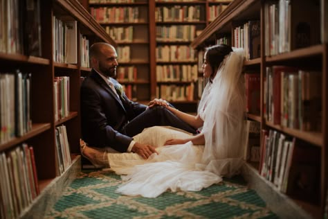 Community — Wedding Photo Hangover - The Best Photography Podcast Library Engagement Pictures, Wedding Hipster, Library Engagement Photos, School Couple, Staring At Each Other, Library Photo Shoot, Public Library Wedding, Elopement Pictures, Ideas Matrimonio