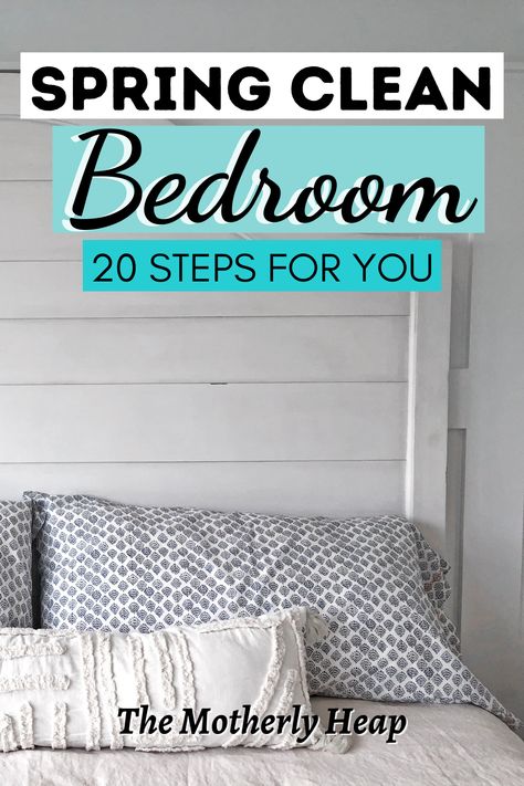 Do you need help tackling your bedroom? Do you need help with where to start the cleaning process? Here are 20 simple steps to follow in spring cleaning your bedroom! How To Spring Clean Your House, Bedroom Spring Cleaning, Spring Cleaning Bedroom, Spring Cleaning Kitchen, Cleaning Hacks Bedroom, Cleaning Schedules, Clean Your Room, Clean Motivation, Spring Cleaning Hacks