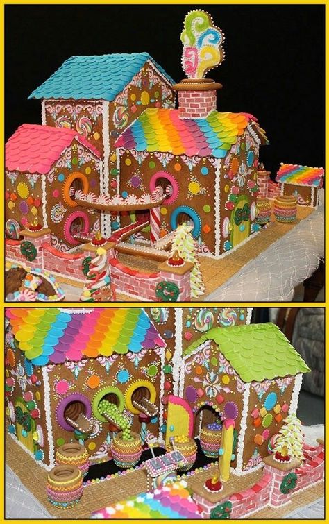 Trolls Gingerbread House, Cupcake Gingerbread House, Amazing Gingerbread Houses, Candyland Gingerbread House, Colorful Gingerbread House, Homemade Gingerbread House, Gingerbread Creations, Cool Gingerbread Houses, Gingerbread Ideas