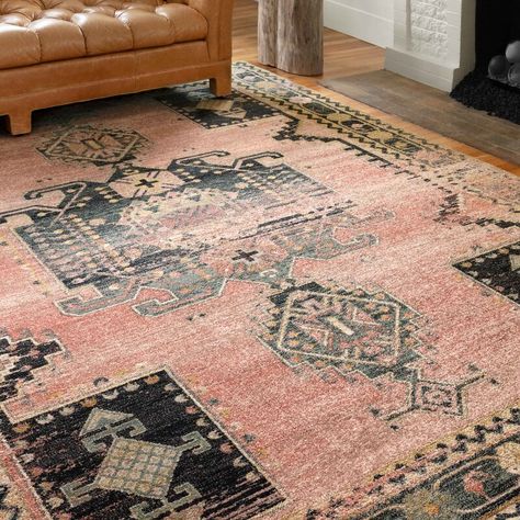 Foundry Select Vergara Southwestern Area Rug in Rose & Reviews | Wayfair Alexander Home, Distressed Area Rug, Kelly Clarkson Home, Rose Rug, Rich Color Palette, Kelly Clarkson, Livingroom Layout, Construction Design, Antique Inspiration