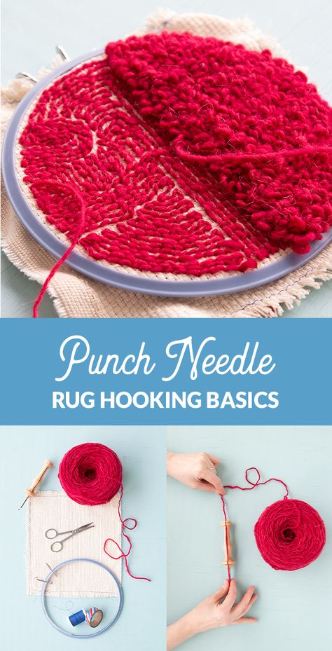 Punch Needle Rug Hooking Basics | Hands Occupied Punch Hooking, Rug Hooking Tutorial, Punch Needle Rug, American Girl Dollhouse, Primitive Rug, Rug Tutorial, Needle Embroidery, Punch Needle Patterns, Penny Rugs