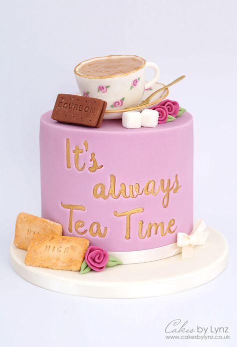 Vintage teacup and biscuits cake using sweetstamp - cake decorating tutorial by cakesbylynz Biscuits Cake, Nice Biscuits, Sunflower Cupcakes, Tea Cup Cake, Cake Show, Mothers Day Cake, Instagram V, Biscuit Cake, Pumpkin Spice Cupcakes