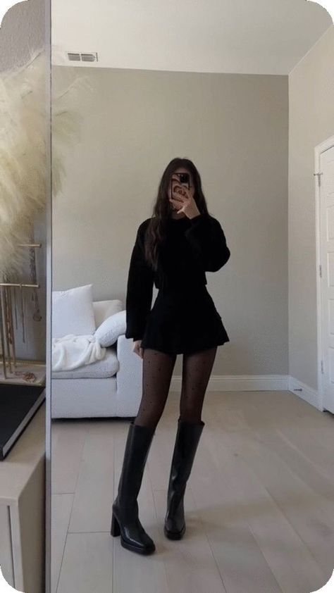 Black Skirt Outfit Party, Black Dress Outfit Party, Dinner Outfit Winter, Black Dress Outfit, Mode Ulzzang, Black Skirt Outfits, Dinner Date Outfits, Party Outfits Night, Estilo Indie