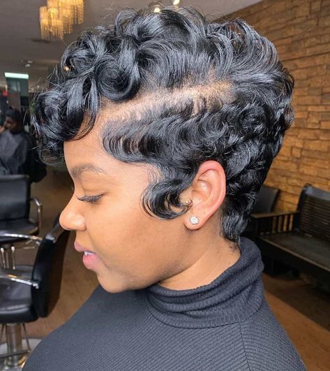 30 Pixie Cut Hairstyles for Black Women | Black Beauty Bombshells Girls Pixie Cut, Short Haircuts Black Hair, Layered Pixie Cut, Finger Waves Short Hair, Women Pixie Cut, Black Women Short Hairstyles, Black Hair Short Cuts, Natural Hair Short Cuts, Short Hair Black