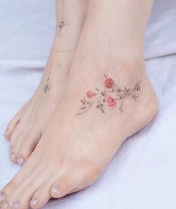 Feminine Delicate Tattoos, Flower Tattoos Meanings, Inner Ankle Tattoos, Buttercup Tattoo, Ankle Tattoo Ideas, Paper Cakes, Lilac Tattoo, Tiny Flower Tattoos, Catholic Tattoos