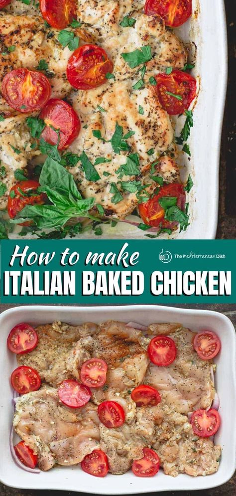 Easy Italian Baked Chicken Breast Recipe Italian Baked Chicken Breast, Italian Baked Chicken, Baked Chicken Recipe, Juicy Baked Chicken, Garlic And Olive Oil, Baked Chicken Recipes Easy, Chicken Breast Recipes Baked, Quick Chicken Recipes, Easy Mediterranean Diet Recipes