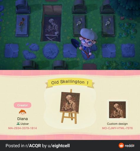 Spoopy Skeleton, Ac New Leaf, Animal Crossing Guide, Acnh Design, Animal Crossing Qr Codes Clothes, Acnh Codes, Animal Crossing Wild World, Path Design, Qr Codes Animal Crossing