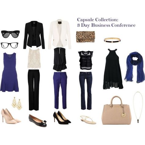 3 Day Business Conference by rhondamurphy on Polyvore featuring Scarlett B, Alice + Olivia, Ãtoile Isabel Marant, River Island, Topshop, STELLA McCARTNEY, Vanessa Bruno, 7 For All Mankind, Salvatore Ferragamo and Gianvito Rossi 3 Day Business Trip Outfits, Work Travel Outfit, Business Trip Packing, Work Conference, Conference Outfit, White Jackets, Fun Tops, Business Conference, Travel Capsule Wardrobe