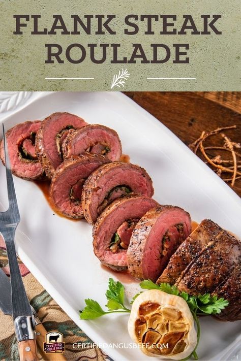 Flank Steak Roulade, Flank Steak Roulade Recipes, Steak Roulade, Chicken Noodle Soup Can, Beef Roulade, Oven Cooking Recipes, Steak Marinades, Fancy Recipes, Roulade Recipe