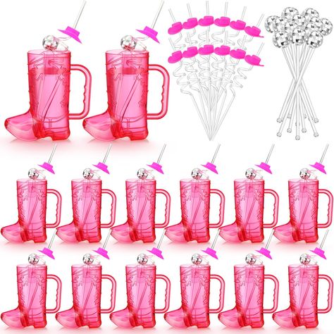 PRICES MAY VARY. Cowboy Party Supplies: you will receive a 36 cowboy party decorations, including 12 pieces 17 oz cowboy boot cups, 12 piece cowboy hat straws, and 12 piece mirror disco ball stirrers, ample quantity and the complete set to meet your party needs Reliable Material: cowboy shot glasses, twisted straws and stirrers are made of plastic, safe and non toxic, washable and reusable many times, not easy to deform or break; They are suitable for daily and party use Large Capacity: cowboy b 30th Cowgirl Birthday Party, Pink Disco Cowgirl Party Decorations, Cowboy Disco Birthday Party, Cupids Cowgirl Party, Nashville 30th Birthday Party Ideas, Cowgirl Themed Birthday Party Adult, Disco Cowgirl Party Decor Ideas, Pink Cowgirl Party Decorations, Pink Pony Club Party