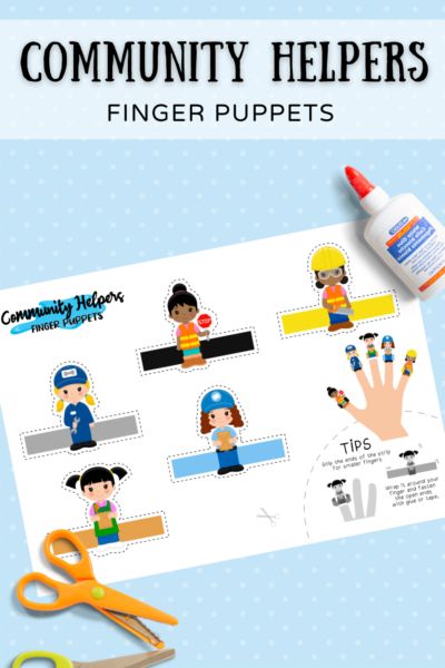 Finger Puppets For Kids, Community Workers, Preschool Schedule, Puppets For Kids, Community Helper, Puppet Crafts, Community Helpers, Finger Puppet, Finger Puppets