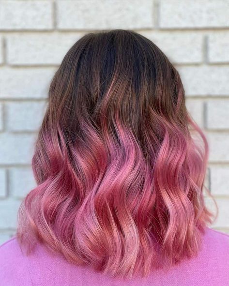 30 Hottest Pink Ombre Hair Color Ideas Brunette To Blonde Balayage, Brown To Pink Balayage, Blonde To Pink Ombre, Brown And Pink Hair, Long Hairstyle Ideas, Wow Hair, Pink Balayage, Ombre Hair Color Ideas, Pink Ombre Hair