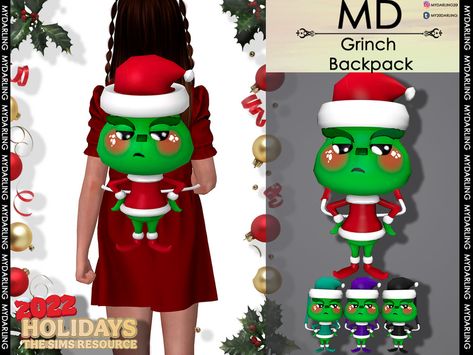 Sims4 Christmas, The Sims 4 Kids, Zombie Christmas, Puppy Bag, Cc Sims4, Stitch Backpack, Sims 4 Children, Orange Hats, Toddler Bag