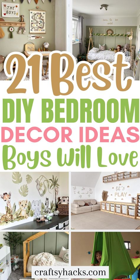 Transform your son's room with these DIY home decor ideas that will make his space special. From custom bedroom decorations to upcycled bedroom furniture, these DIY projects add personality and style to any boy’s room. Toddler Bedding Ideas, Diy Boy Room, Boy Bedroom Ideas Toddler, Boys Green Bedroom, Boys Green Bedroom Ideas, Diy Toddler Bedroom, Toddler Boy Room Decor Ideas, Upcycled Bedroom Furniture, Boy Headboard