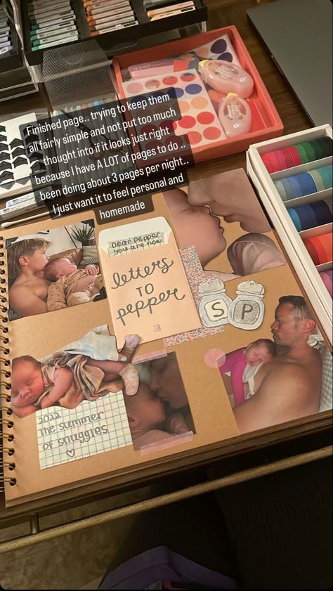 Scrapbook Baby Book Ideas, Pregnancy Scrapbook, Baby Books Diy, Baby Scrapbook Pages, Scrapbook Book, Kids Scrapbook, Baby Journal, Memory Scrapbook, Future Mom