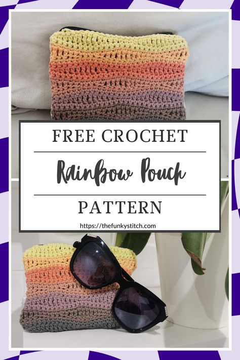 Crochet Zipper Pouch Pattern Free, Zipper Pouch Tutorial Free Pattern, Zipper Pouch Pattern Free, Crochet Zipper Pouch, Wave Stitch, Pouch Tutorial, Easy Crochet Projects, Crochet Pouch, Pouch Pattern